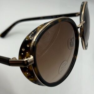 BEBE TORTOISE OVERSIZE ROUND SUNGLASSES WITH SWAROVSKI CRYSTALS NEW WITH TAGS